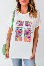 White Floral Crossed Graphic Easter Round Neck T Shirt