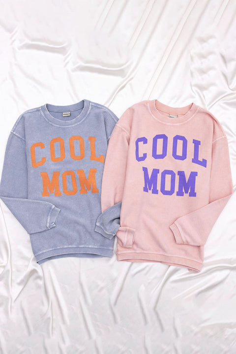 Gray Cool Mom Graphic Print Cording Sweatshirt