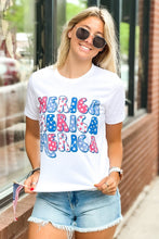 American Flag Star Graphic Print Crew Neck T Shirt