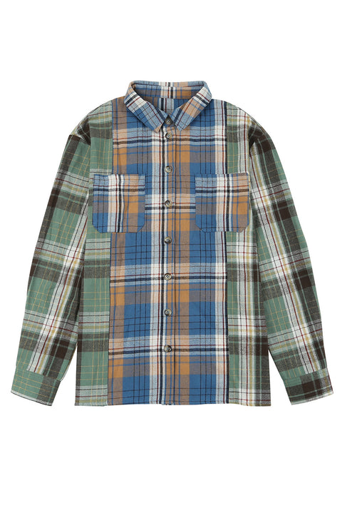 Chest Pockets Button Up Plaid Shacket