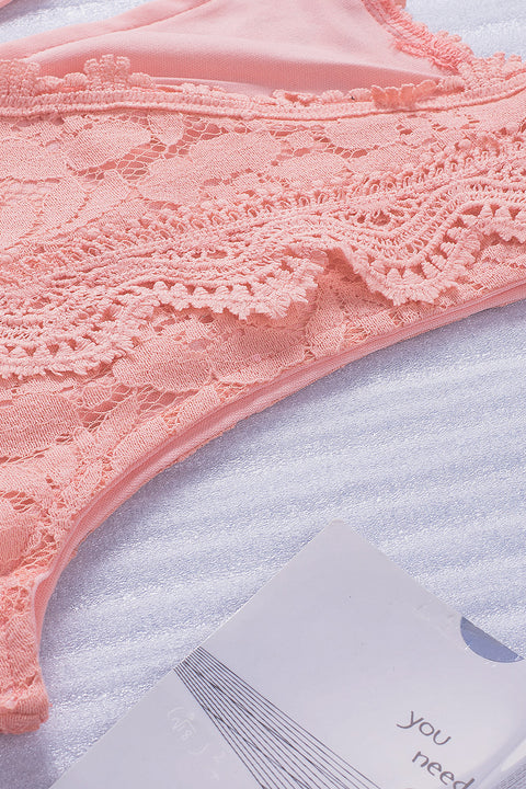 Pink Lace V Neck Tank Top