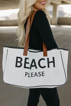 Bright White BEACH PLEASE Print Bolsa grande de lona 