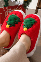 Fiery Red Christmas Tree Graphic Thick Sole Plush Slippers