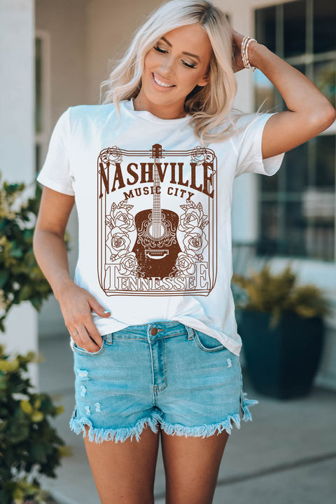 NASHVILLE MUSIC CITY Graphic Crew Neck Tee