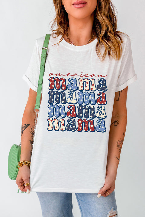 White american Star mama Graphic T Shirt