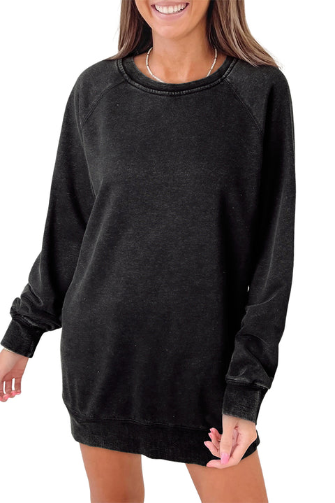 Sudadera extragrande con lavado mineral negro 