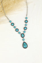 Crackle Turquoise Water Drop Charm Necklace