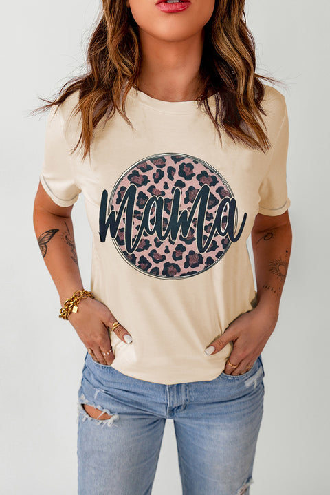 MOM life is the best life Leopard Print Graphic T Shirt