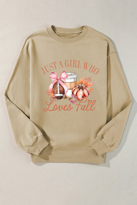 Parchment Just a Girl Who Loves Fall Printed Sweatshirt