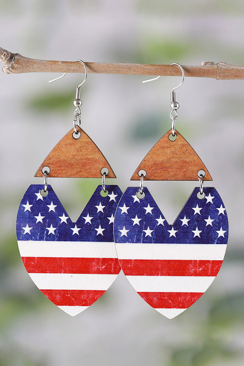 Dark Blue Independence Day Star Striped Hook Earrings