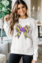 White Mardi Gras Bowknot Graphic Pullover Sweatshirt