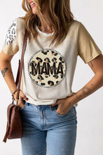 Khaki MAMA Leopard Bleached Print Crew Neck T Shirt