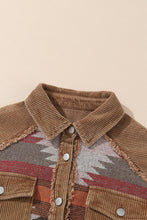 Camel Western Pattern Patchwork Flap Pocket Shacket