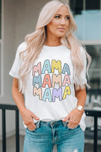 White MAMA Slogan Print Crew Neck Casual T Shirt