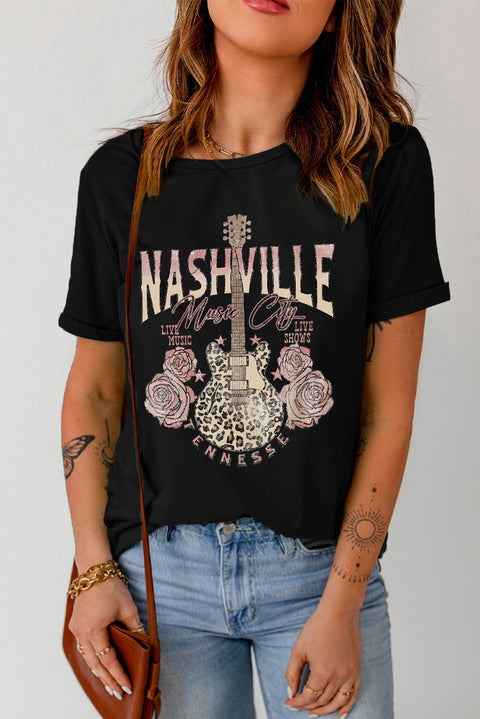 NASHVILLE MUSIC CITY Graphic Crew Neck Tee