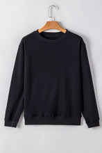 Black Plain Drop Shoulder Crewneck Pullover Sweatshirt