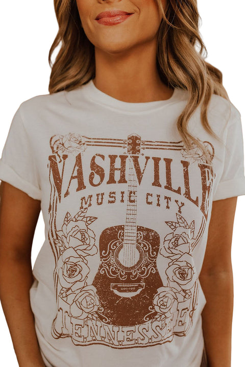 NASHVILLE MUSIC CITY Camiseta gráfica con cuello redondo