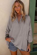 Philippine Gray Ribbed Roll-tab Sleeve Oversize Top