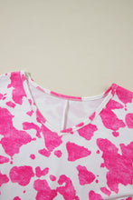 Rose Animal Print Long Sleeve V Neck Plus Size Top