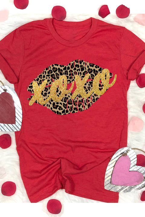 Caqui Camiseta gráfica de manga corta con estampado de leopardo AMEN