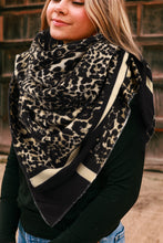 Black Leopard Printed Raw Edge Warm Scarf