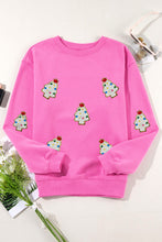 Bonbon Christmas Tree Patch Pattern Crew Neck Sweatshirt