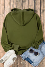 Moss Green Solid Kangaroo Pocket Half Zipper Oversized Hoodie