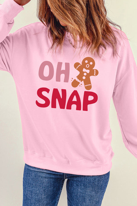 Pink OH SNAP Gingerbread Man Christmas Pullover Sweatshirt