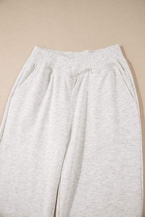 Light Grey Cross-Waist Wide Leg Lounge Pants