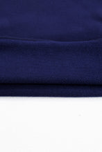 Navy Blue Solid Fleece Lined Drop Shoulder High Low Sweatshirt