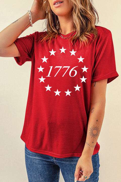 Red Star 1776 Graphic Crewneck T Shirt