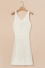 White Eyelet Crochet Sleeveless V Neck Beach Dress