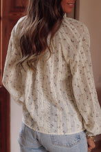 White Floral Embroidered Lace Bubble Sleeve Shirt