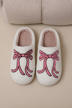 White Bow Knot Pattern Plush Warm Slippers