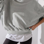 Gray Exposed Seam Batwing Sleeve Drop Shoulder Sweatshirt