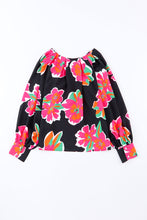 Flower Print Puff Sleeve Blouse