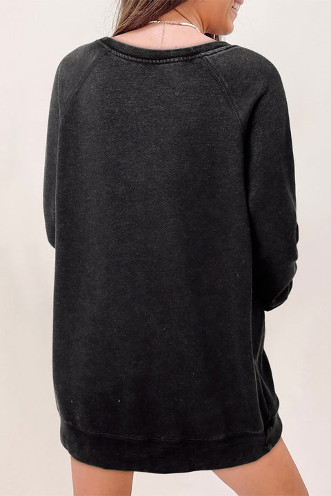 Black Mineral Wash Oversized Pullover Sweatshirt