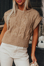 Light French Beige Cap Sleeve Cable Knit Sweater