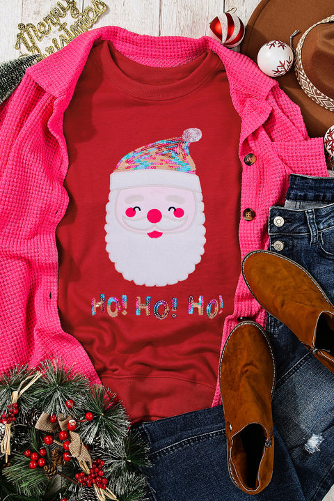 Sudadera roja de Papá Noel con lentejuelas HO HO HO