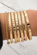 Gold 7pcs/set Textured Plated Open Alloy Bangle Set