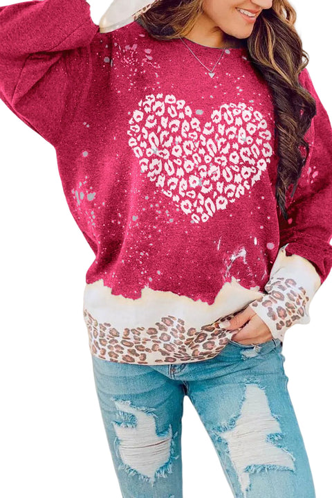 Snowy Christmas Graphic Leopard Bleached Sweatshirt