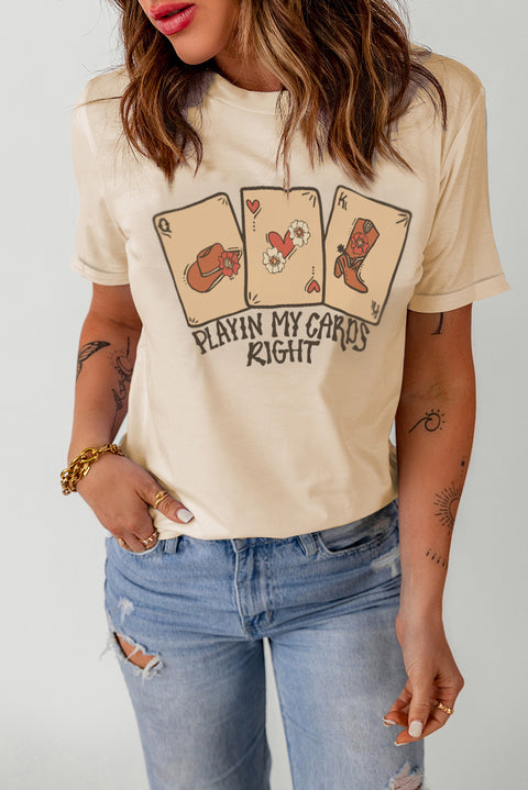 Caqui Camiseta gráfica de manga corta con estampado de leopardo AMEN