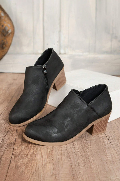 Black Tulip Opening Suede Ankle Boots