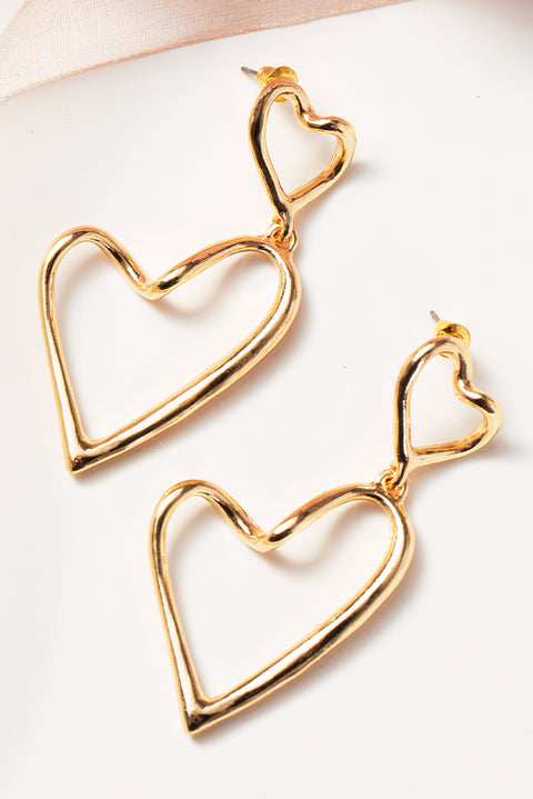 Gold Irregular Heart Shapes Alloy Stud Earrings