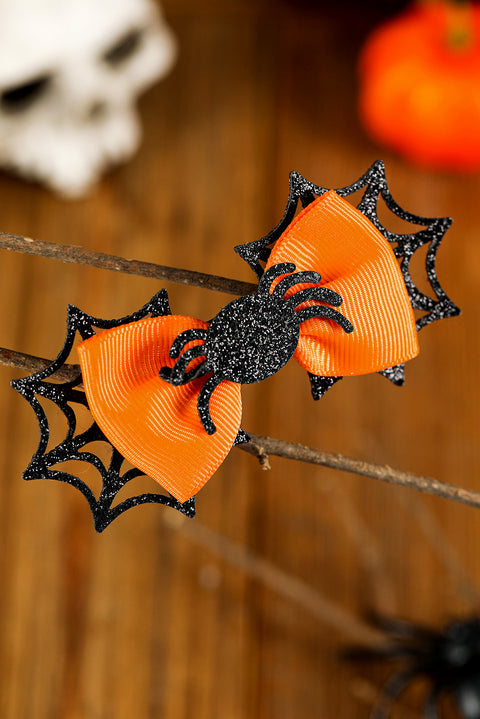 Carrot Spider Web Bowknot Halloween Hair Clip