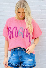 Bonbon Mom Tinsel Front Short Sleeve Sweater