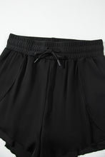 Black High Waisted Drawstring 2-in-1 Side Pocket Color Block Bikini Shorts