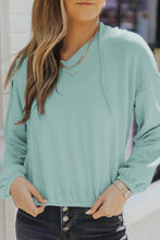 Loose Fit Ribbed V Neck Hoodie