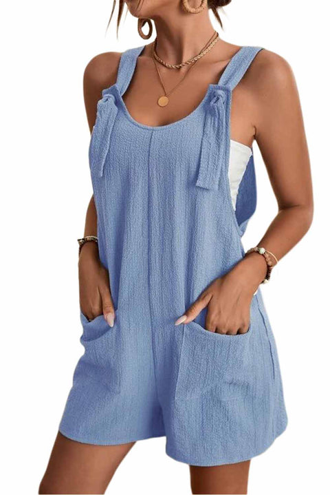 Adjustable Straps Pocketed Textured Romper