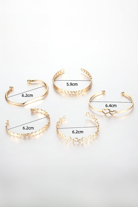 Gold Plated Valentines Bracelet 5pcs Set